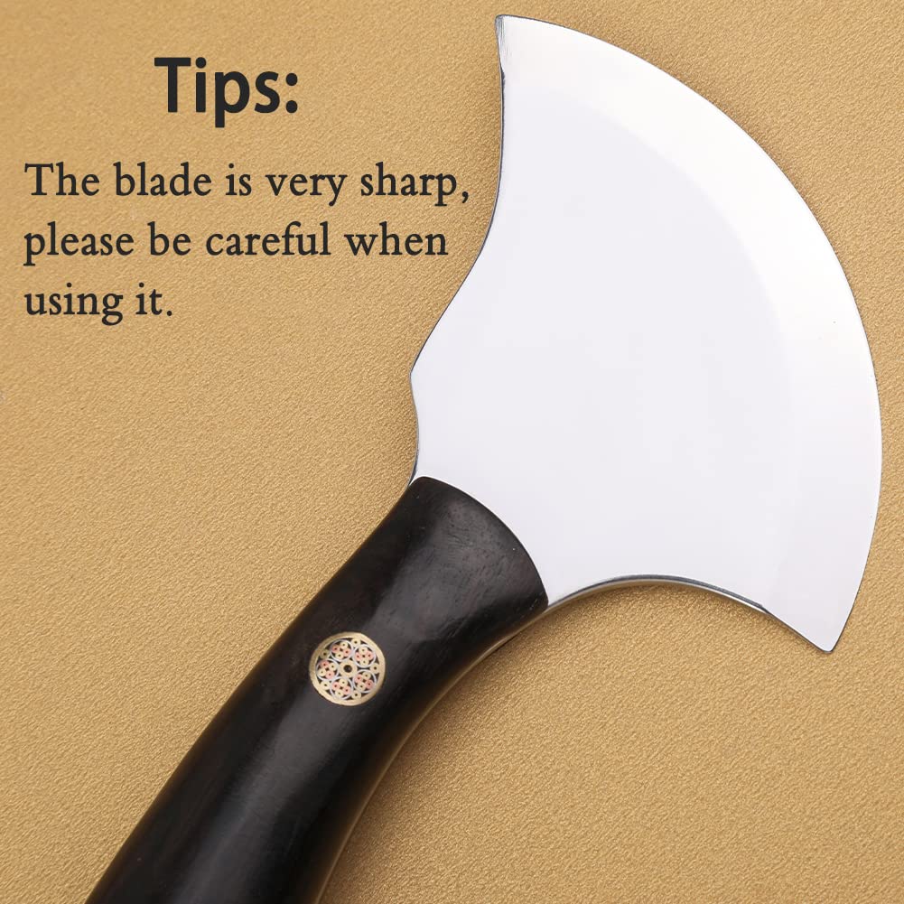 DIUDUS Leather Bevel Head Cutting Knife Black Wooden Handle, Craft Skiving Knife, Leather Working Tools for DIY Leathercraft Forging Cutting