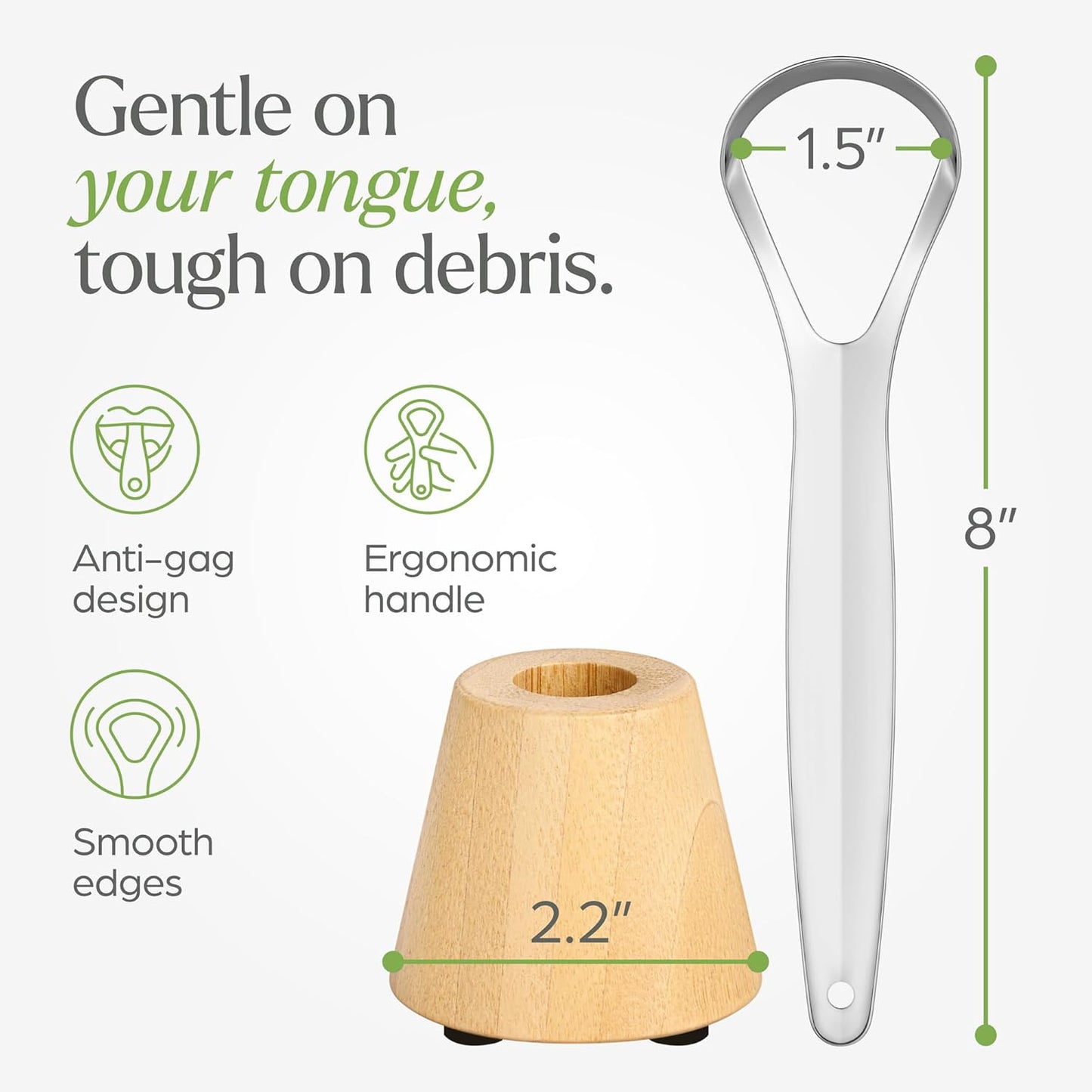 Tongue Scraper for Adults with Holder (2 Pack) - Metal Tongue Scraper for Tongue Cleaning and Reducing Bad Breath - Stainless Steel Tongue Scraper for Adults, Tongue Cleaner for Adults