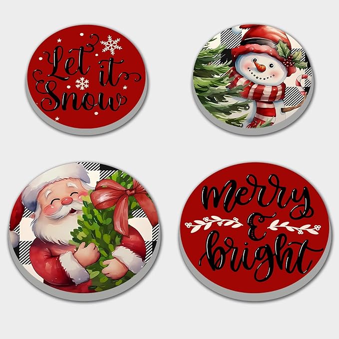 Red Christmas Decor Electric Stove Burner Covers,4 Pcs Xmas Decor Round Stove Burner Covers,8 Inches and 10 Inches,Gas Stove Burner Cover,Metal Cooktop Red Warm Decorative,Home Decor,Kitchen Decor