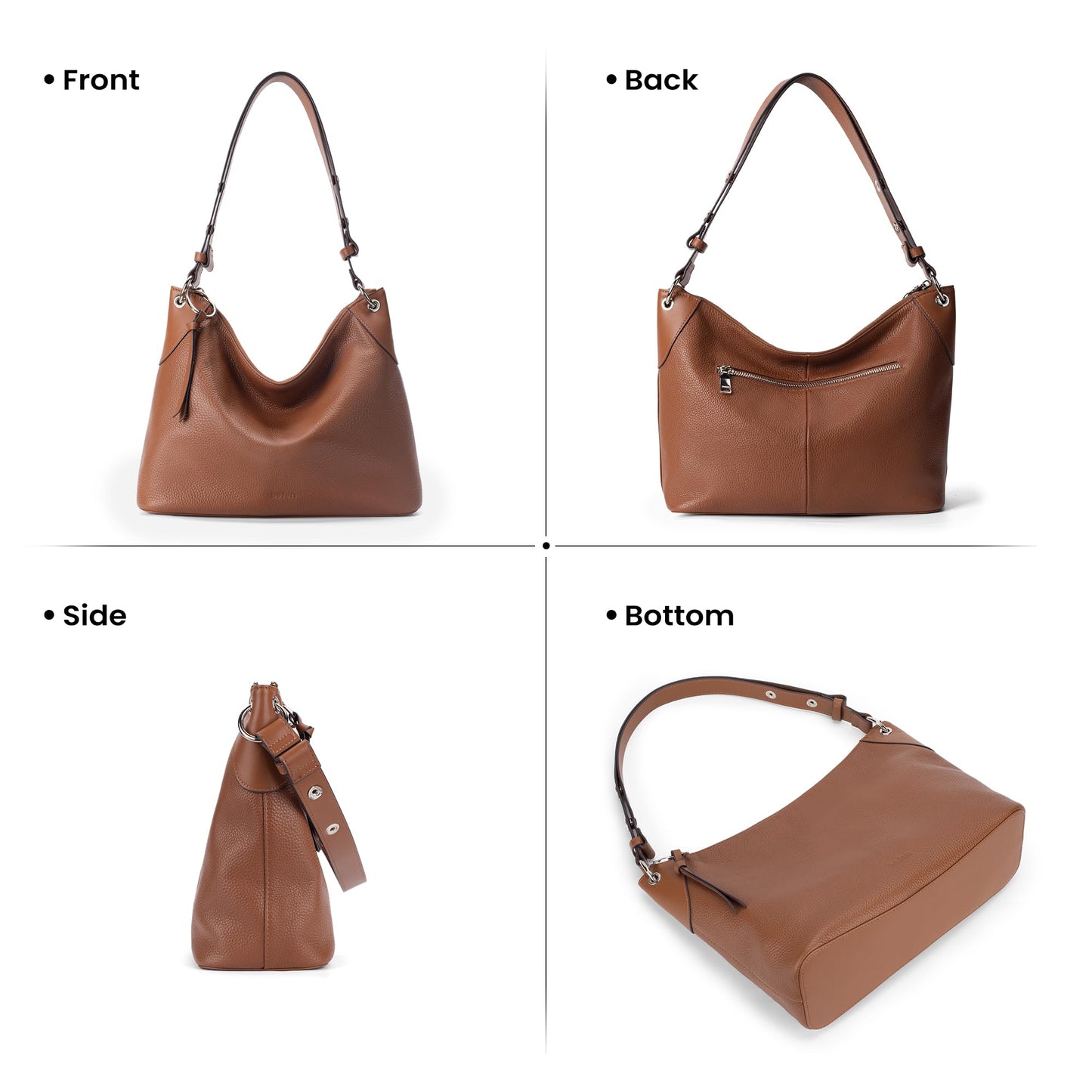 befen Genuine Leather Purse for Women, Brown Designer Hobo Bags, Trendy Slouchy Leather Handbags Soft Shoulder Purse with Tassel Womens Shoulder and Handbas for Travel & Everyday