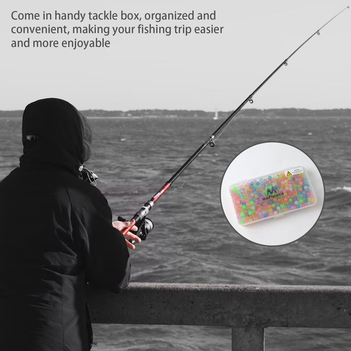 MAFIMOEA 200/500pcs Luminous Fishing Beads Bait Eggs Assorted Set Plastic Fishing Line Rig Bead for Bass Catfish 6mm 10mm Freshwater Saltwater