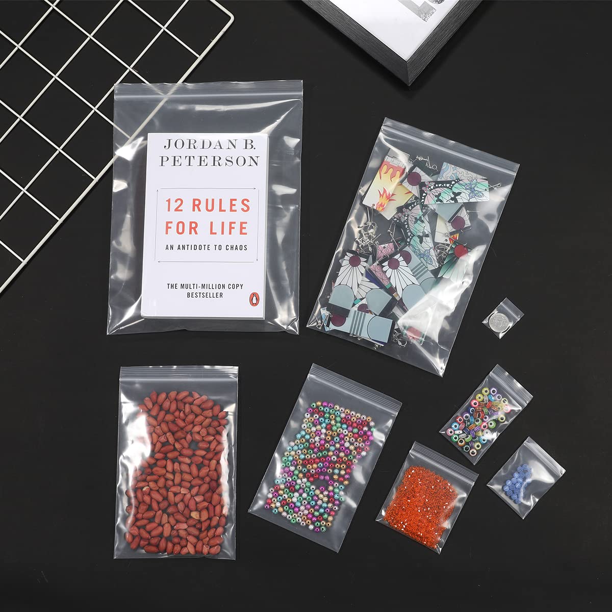 Foopama 100 PCS 5" x 7" Thick 4 Mil Clear Zip Poly Lock Plastic Bags Seal Reclosable Zip Bag Heavy-Duty Photo Cards Envelopes Snacks Seeds Zipper Bags