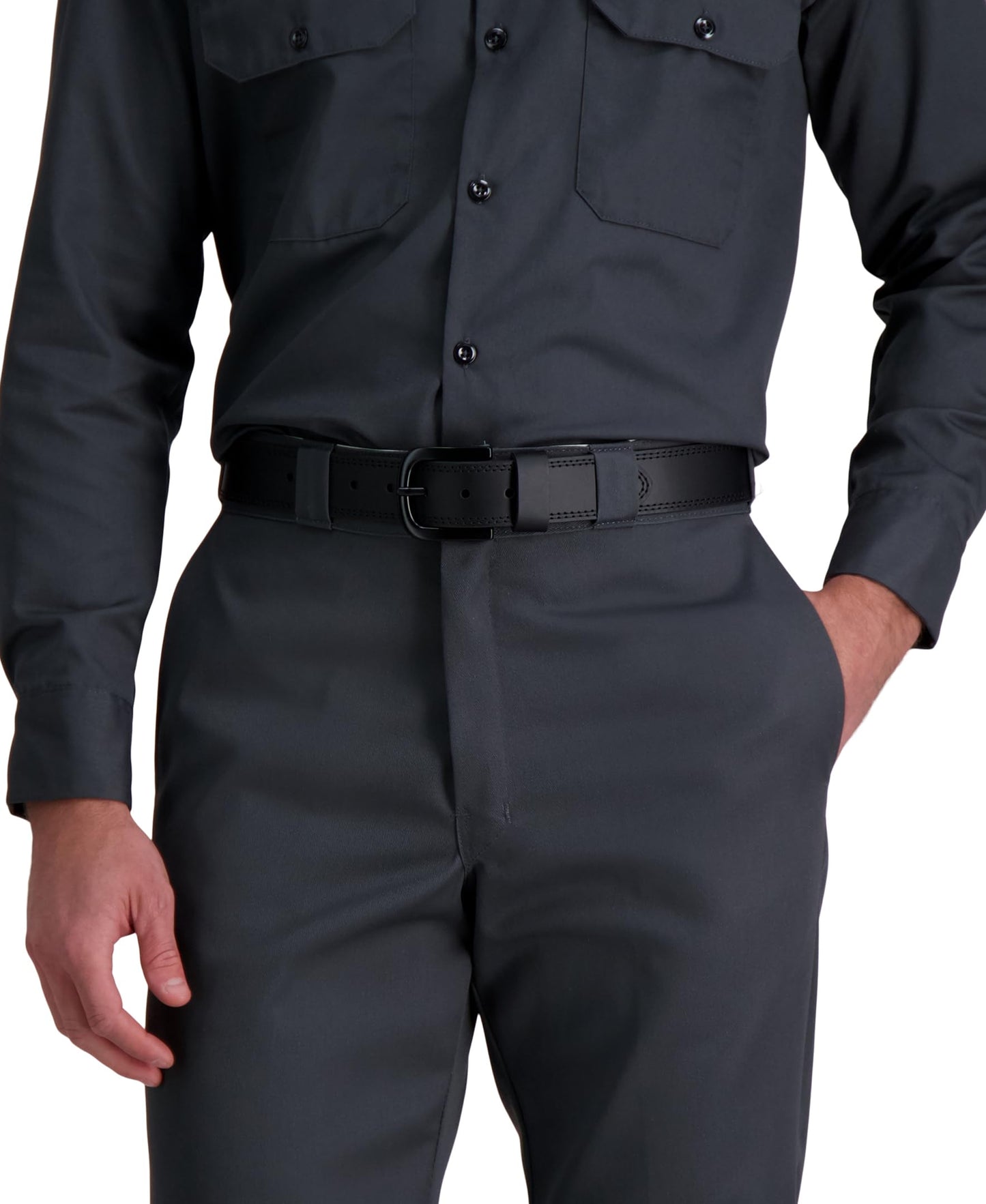 Dickies Men's Big-Tall Two Row Stitch Belt , -black, 54
