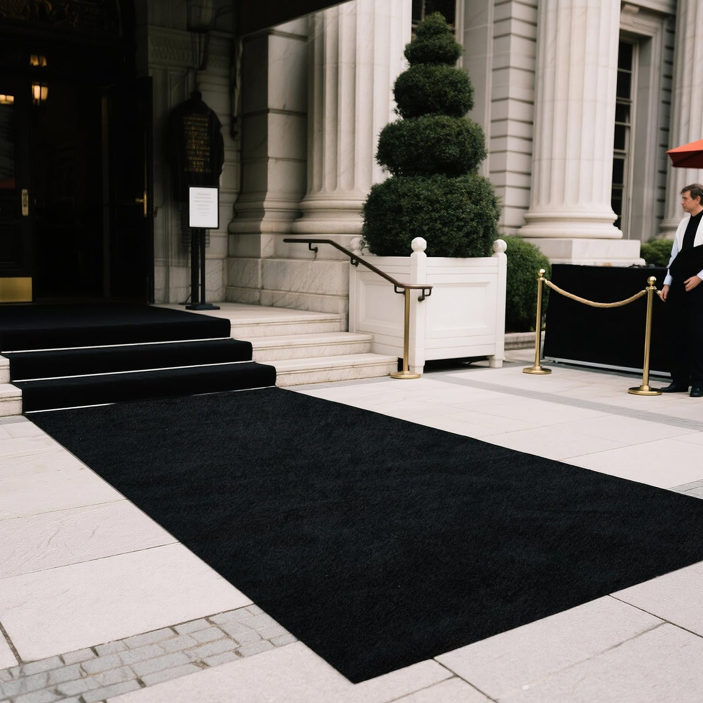 Extra Thick Black Carpet Runner 3 x 30Ft, Non-Slip TPR Rubber Backing, 450 GSM Heavy-Duty Aisle Runner Black Runner Rug for Wedding Ceremony, Hollywood Party, Graduation & Award Events