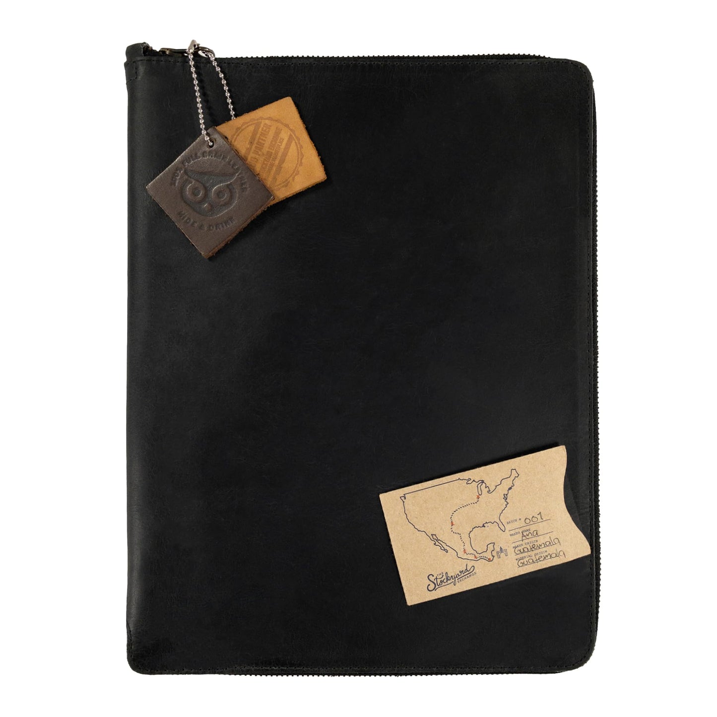 Hide & Drink, Zippered Journal Cover for Moleskine Notebook, XXL Size (8.5 x 11 in. Notebook NOT Included) Full Grain Leather, Handmade, Charcoal Black