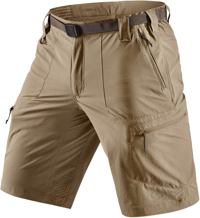 CQR Men's Quick Dry Stretch Hiking Cargo Shorts, Lightweight Water Resistant Tactical Casual, Golf & Outdoor with Pockets, Peak Alamo Khaki, 34W x 10L