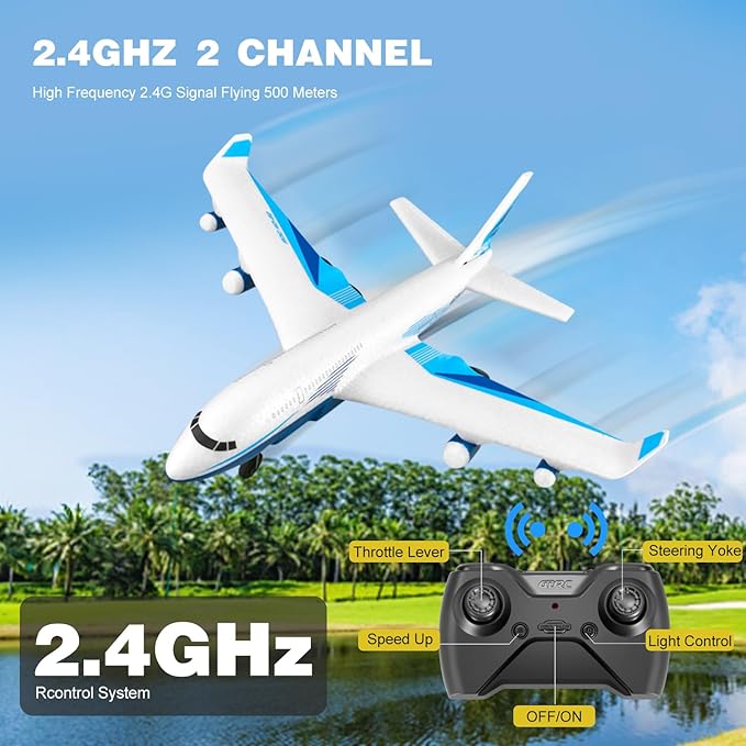4DRC G2 Foam Remote Control Airplanes RC Planes for Kids Adults RC Airplane Fighter Jet with 3 Battery for Beginners Adult Light Airplane Toy Gifts for Kids Boys (3 Battery)