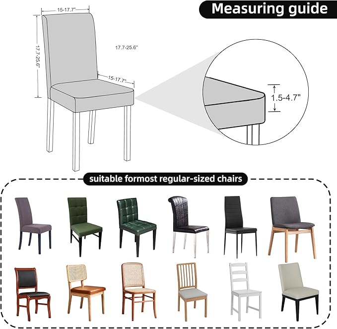 Christmas Chair Covers for Dining Chairs, Dining Room Chair Covers Set of 6, Stretch Parsons Chair Slipcovers, Removable Washable kitchen Chair Cover for Home Hotel Banquet Holiday Decoration
