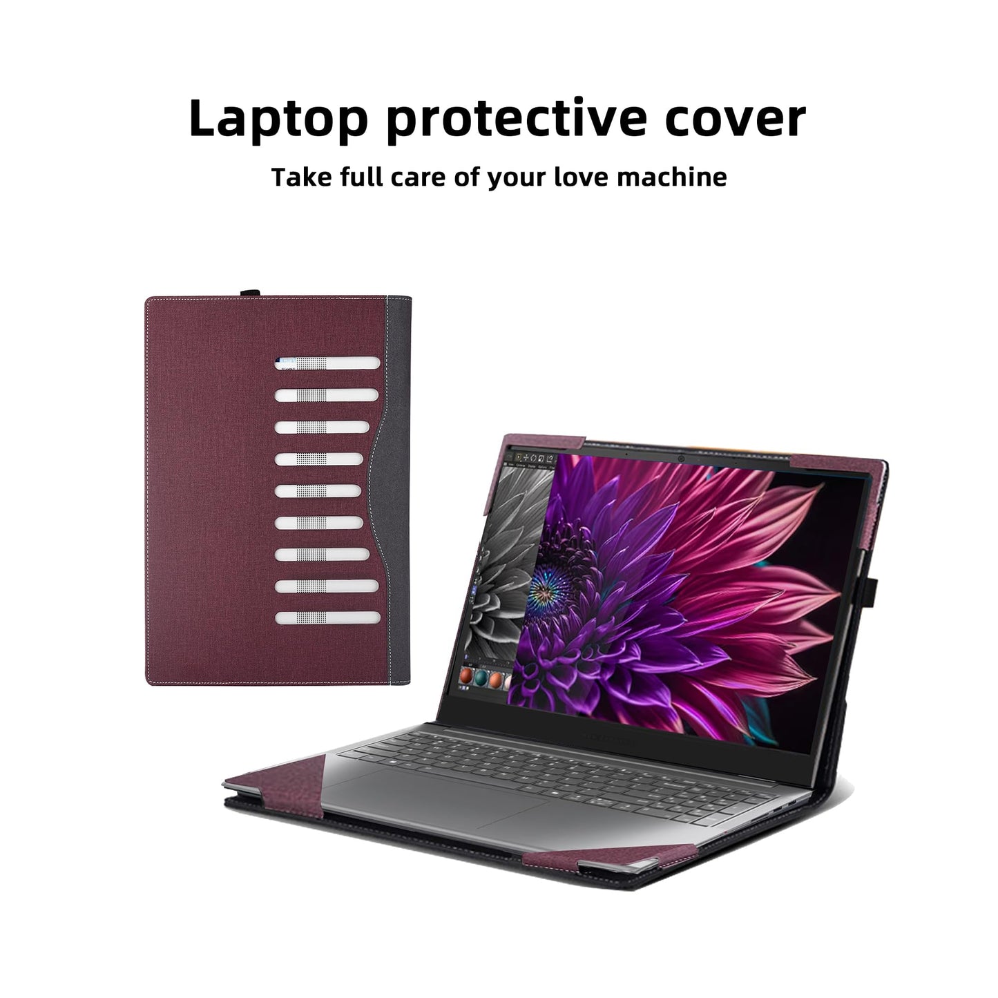 Laptop Cover for Lenovo Yoga Pro 9i (16″ Intel) Laptop All-Inclusive Drop-Proof Case 16inches PU Leather Inner Pocket Cover (Wine red)