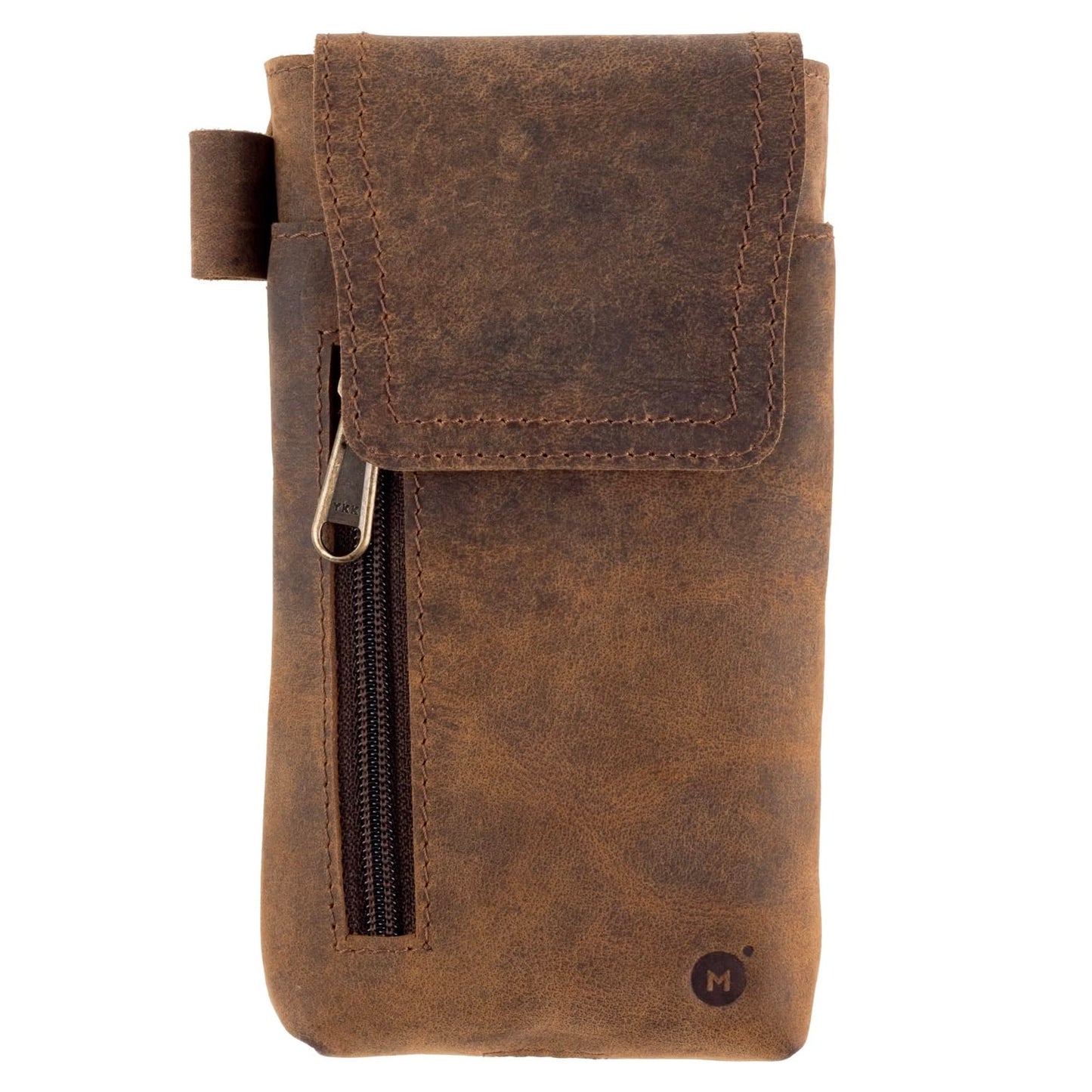 Moonster Leather Phone Holster – Genuine Full-Grain Leather for iPhone 17/16/15/14 Pro Max & Plus, Galaxy S25/S24 Ultra – Slim Belt Clip Phone Pouch with Magnetic Closure, Fits Thick Cases – 7” x 3.5”