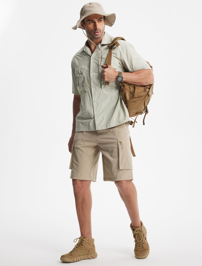 Libin Men's Shorts Casual All Day Comfy Quick Dry Lightweight Cargo Hiking Shorts Breathable Stretch Outdoor Sports Travel Summer Clothing with Zipper Pockets Khaki M