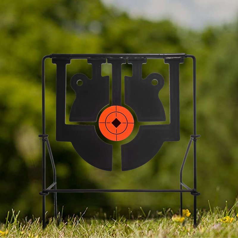 Atflbox 5 in 1 Rimfire Resetting Target, Heavy Metal Spinning Airgun Rifles and Handguns Shooting Target for Outdoor and Backyard, Rated for .22 .25 .30 Caliber