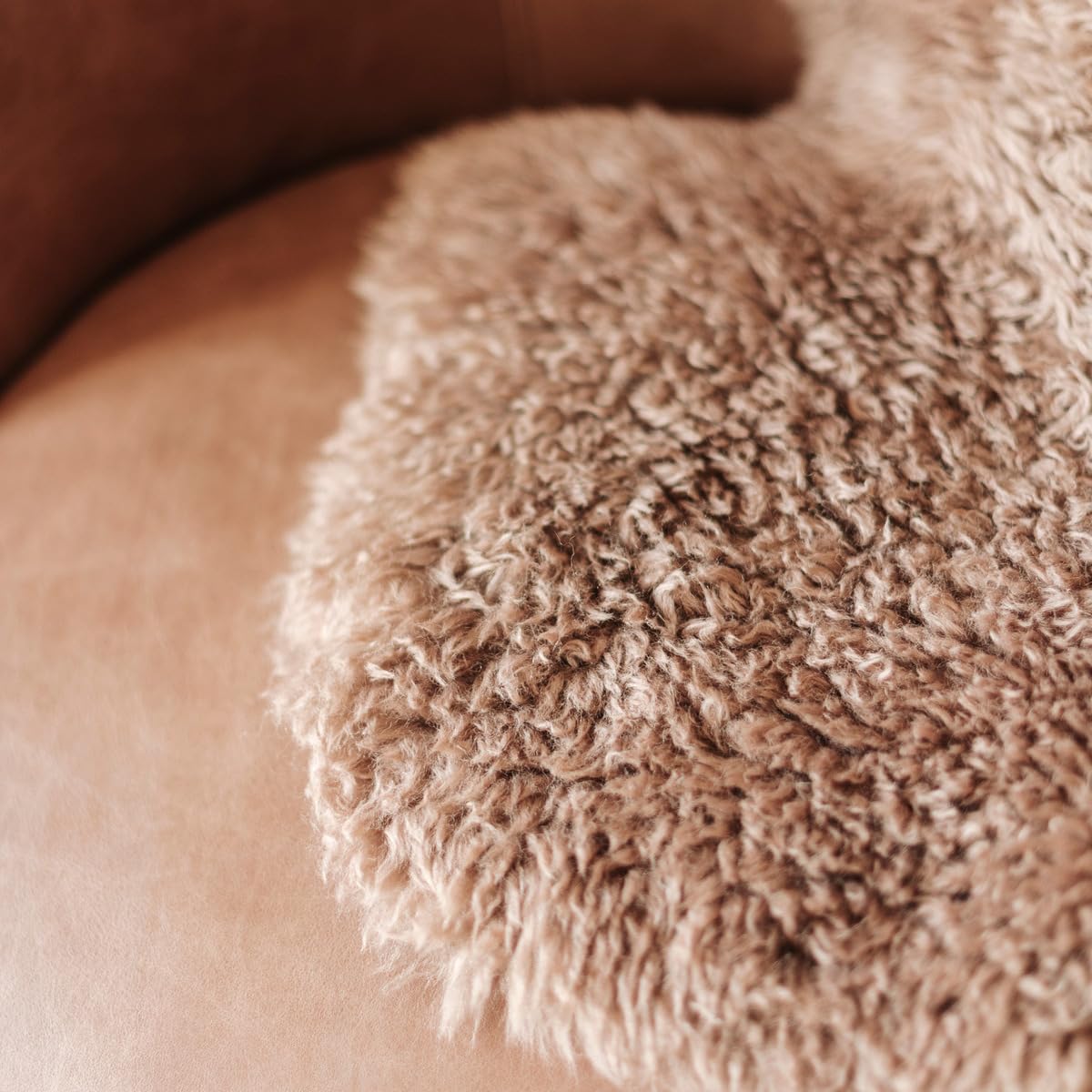 Khara Home Genuine Sheepskin Rug β Soft & Fluffy Curly Hair Single Pelt (2' x 3') Dark Beige Lambskin Area Rug for Bedroom or Living Room β Made in Argentina