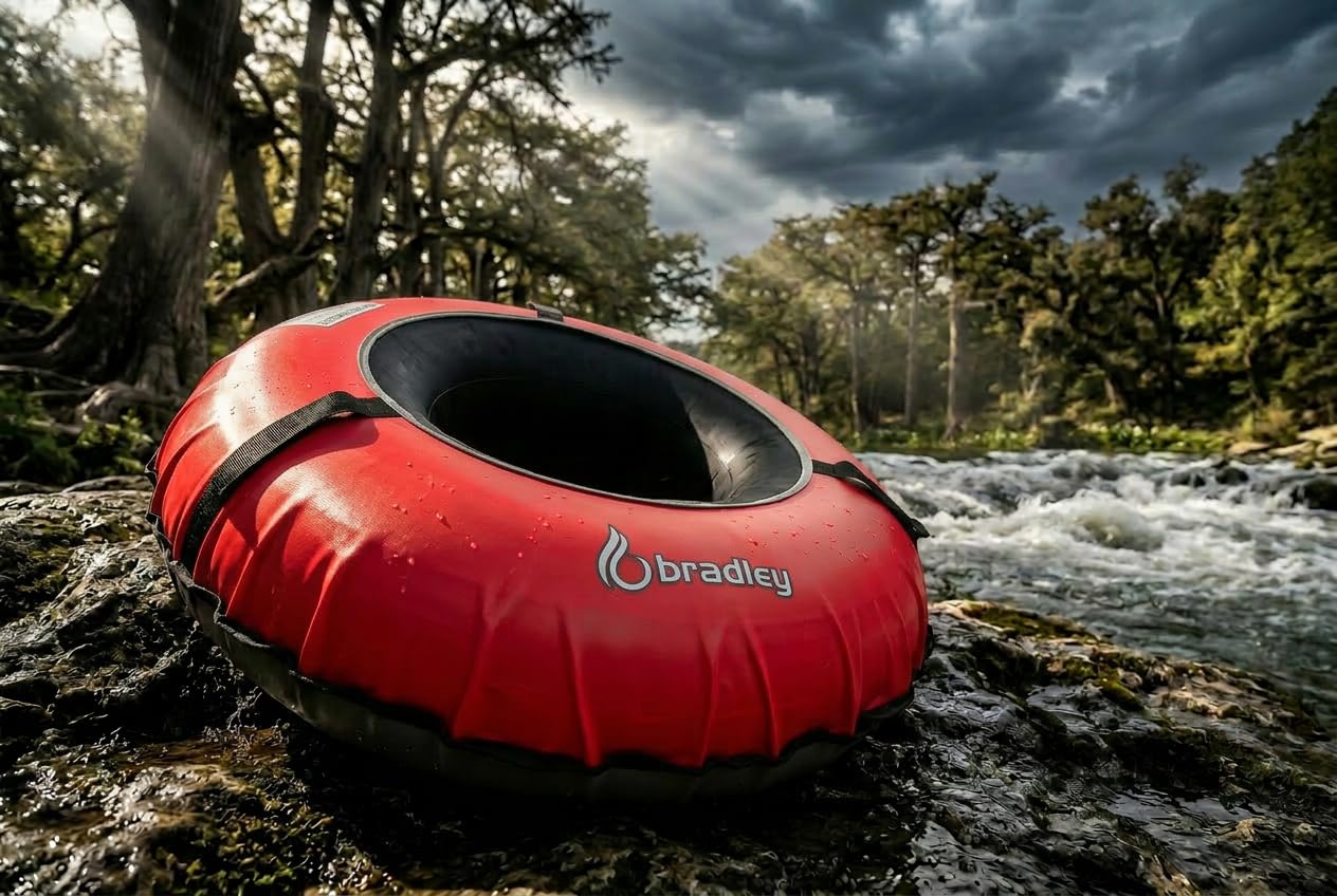 Pack of Two Bradley Heavy Duty Tubes for Floating the River; Whitewater Water Tube; Rubber Inner Tube with Cover for River Floating; Linking Tandem River Tubes; River raft Tube Red