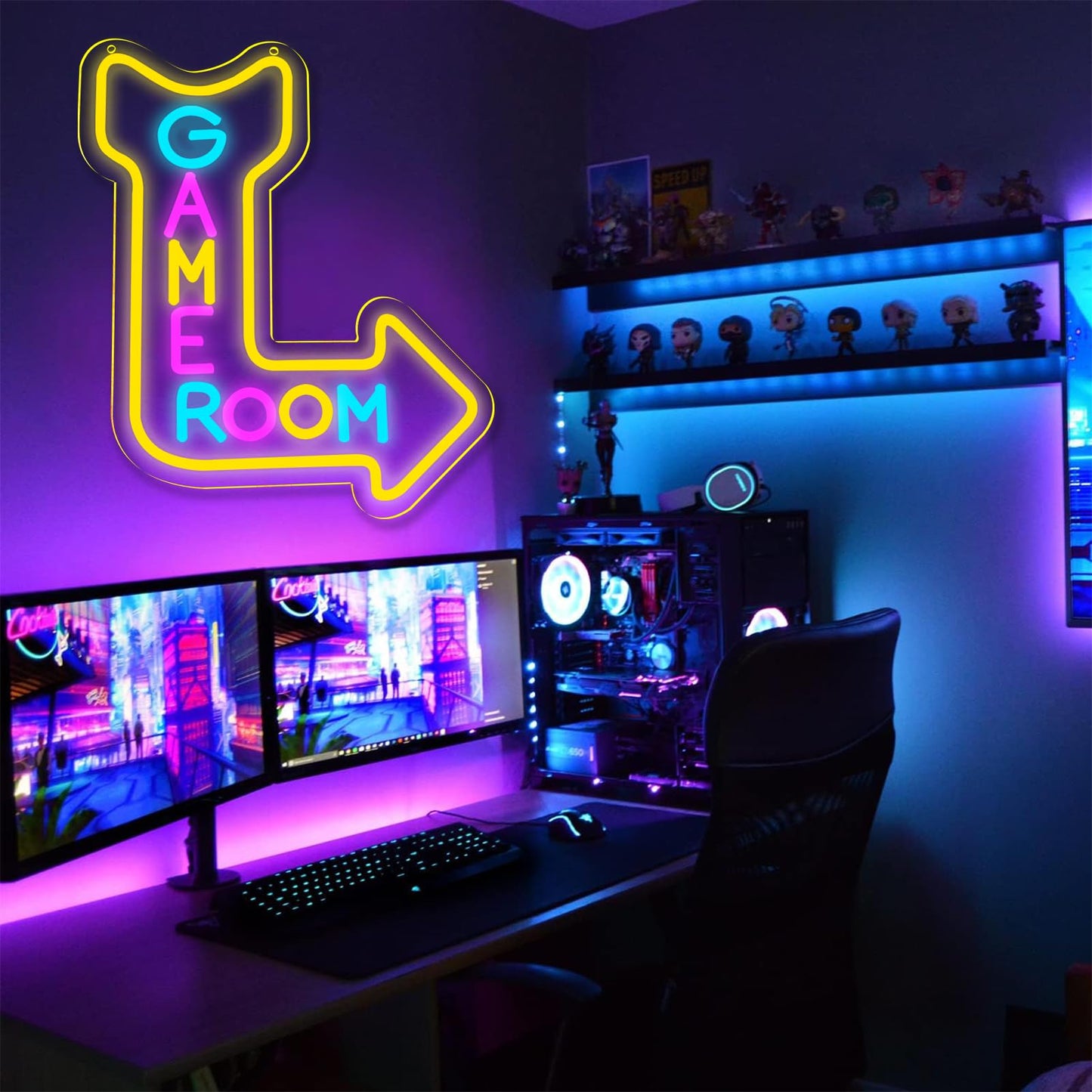 qbanziou Game Room Neon Signs for Wall Decor,Led Neon Light for Man Cave, Gamer Party Decorations Gifts