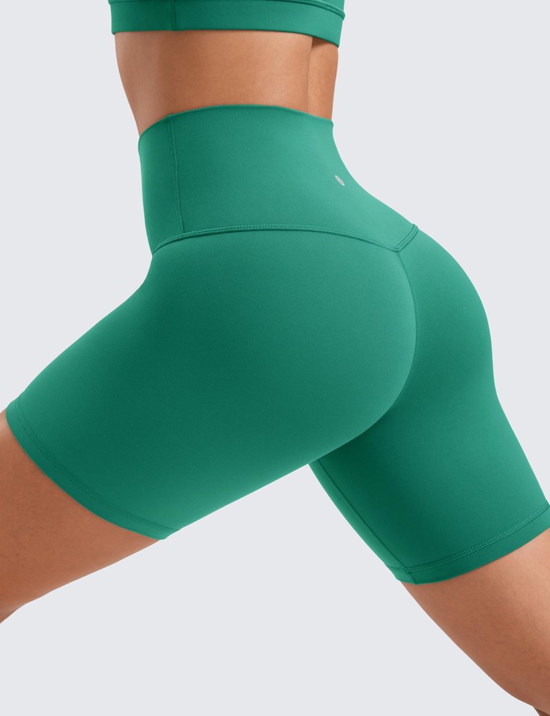 CRZ YOGA ButterLuxe Biker Shorts 6" - High Waisted Workout Running Volleyball Spandex Yoga Womens Cascadia Green Medium