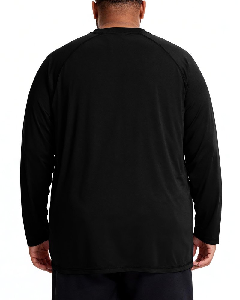 Roadbox Men's Big and Tall UPF 50+ UV Sun Protection Shirts, Long Sleeve Cooling Rash Guard Quick Dry Fishing Swim T-Shirt Black