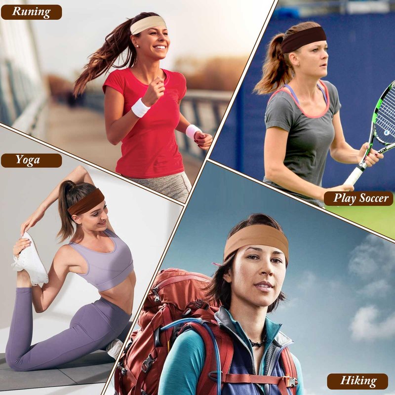 FOWSRHRG 9 Pack Headbands for Women, Non Slip Workout Head Bands for Women's Hair, Sweat Headbands Stretchy Headbands for Yoga