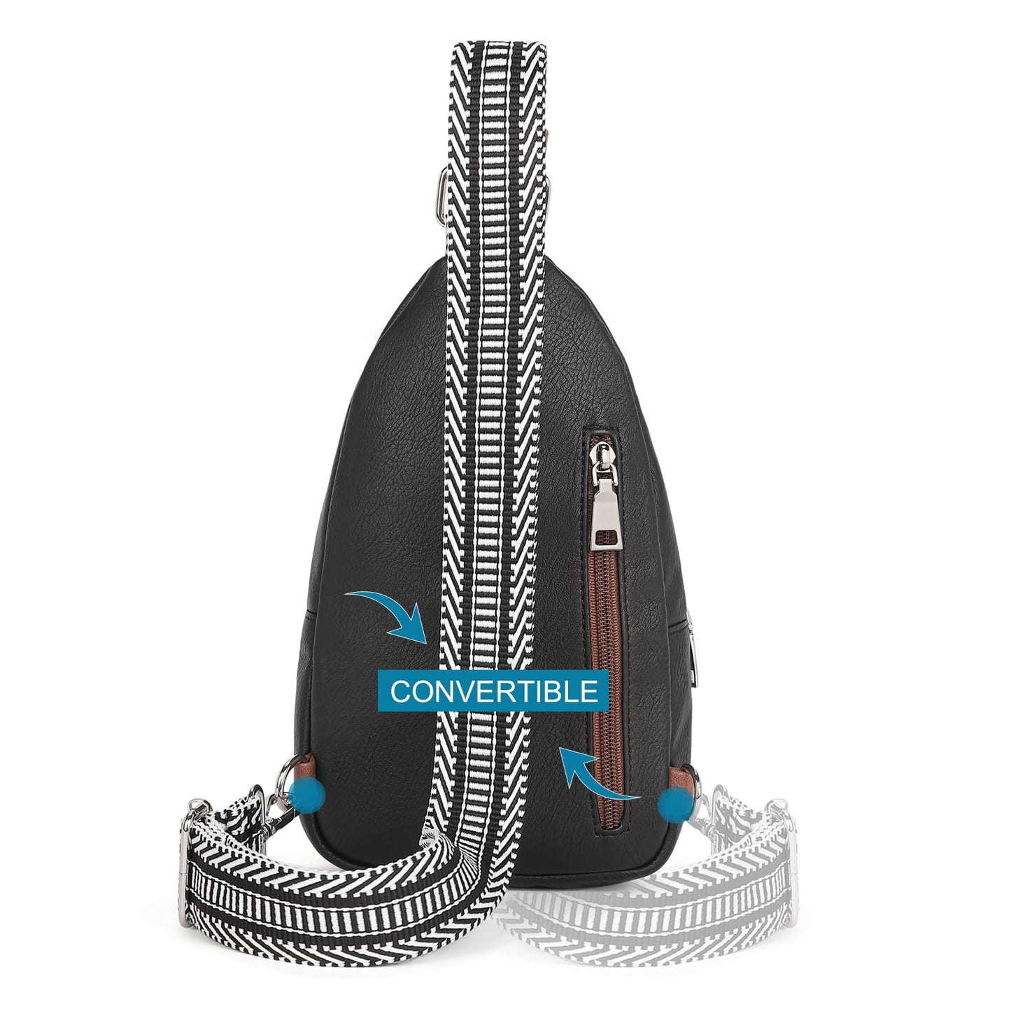 CLUCI Small Sling Bag for Women, Vegan Leather Fanny Pack Crossbody Bags for Women, Chest Bag With Guitar Strap