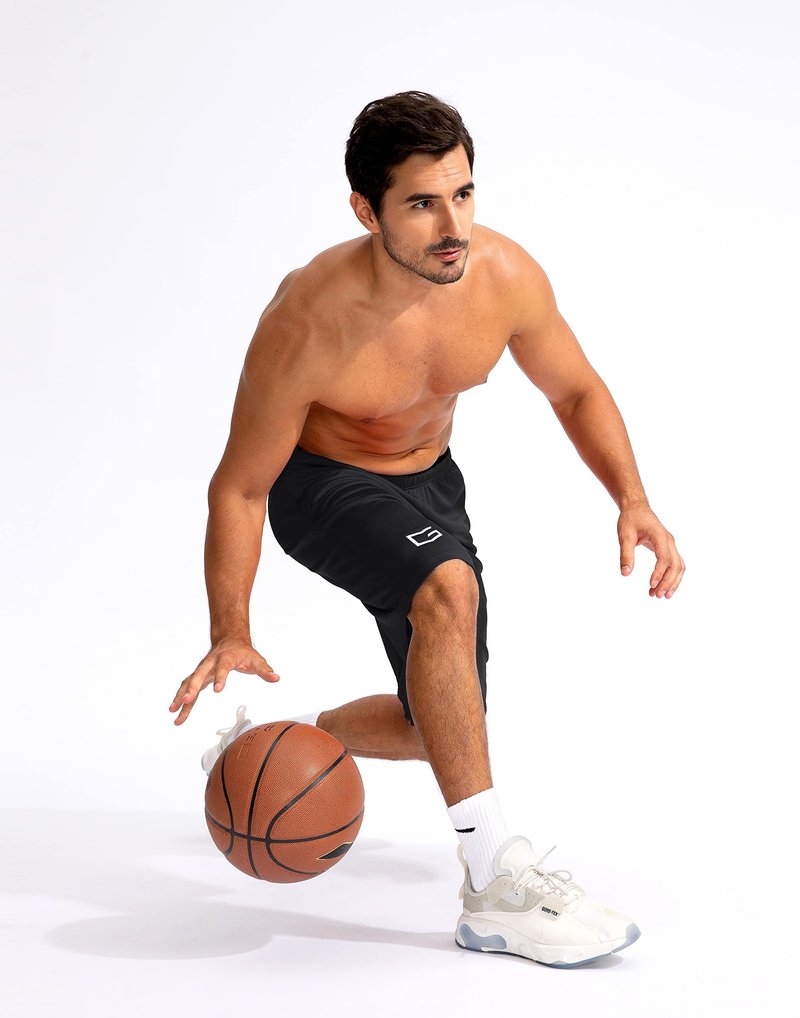 G Gradual Men's Basketball Shorts with Zipper Pockets Lightweight Quick Dry 11" Long Shorts for Men Athletic Gym(Black,XL)