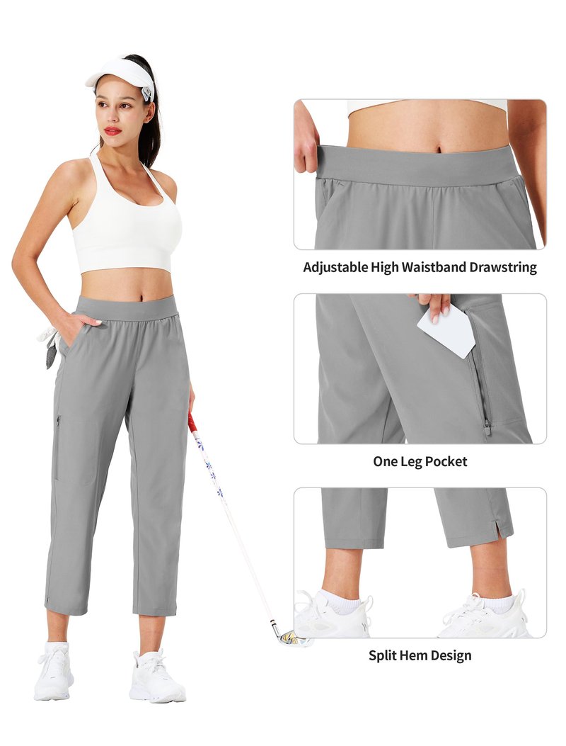 Ksmien Women's Golf Pants Lightweight High Waisted 7/8 Ankle Pant with 4 Pockets for Athletic Lounge Travel Work