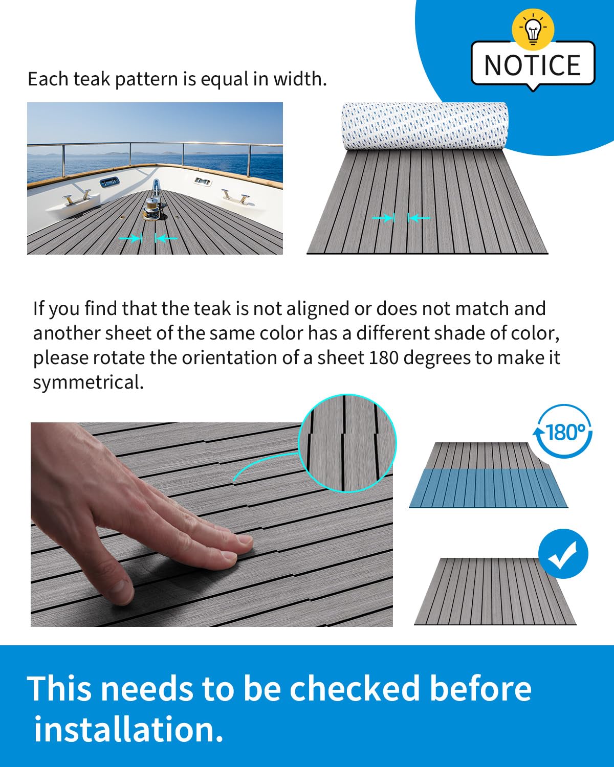 OCEANBROAD Self-Adhesive 48''x16.8'' Boat Flooring with 3M Adhesive Backing EVA Foam Boat Decking Faux Teak Marine Non-Slip Sheet for Jon Motor Boats Yacht Helm Pad Floor, Gray with Black Seam Lines