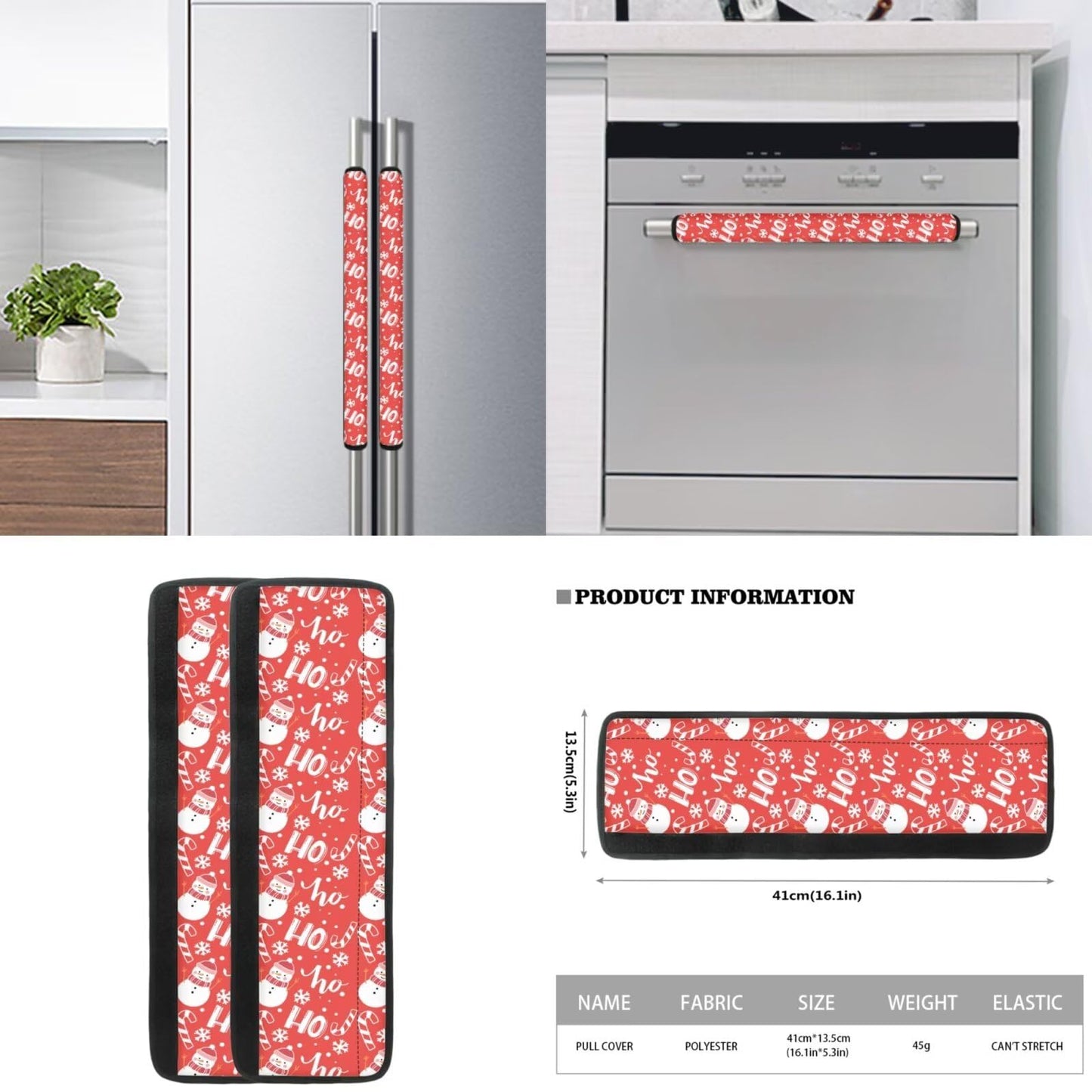 Yatixapu Refrigerator Handle Covers, Christmas Snowman Candy Cane 6PCS Kitchen Appliance Handle Covers, Keep Your Fridge Microwave Oven Stove Dishwasher Clean, Keep Off Fingerprints Food Stains