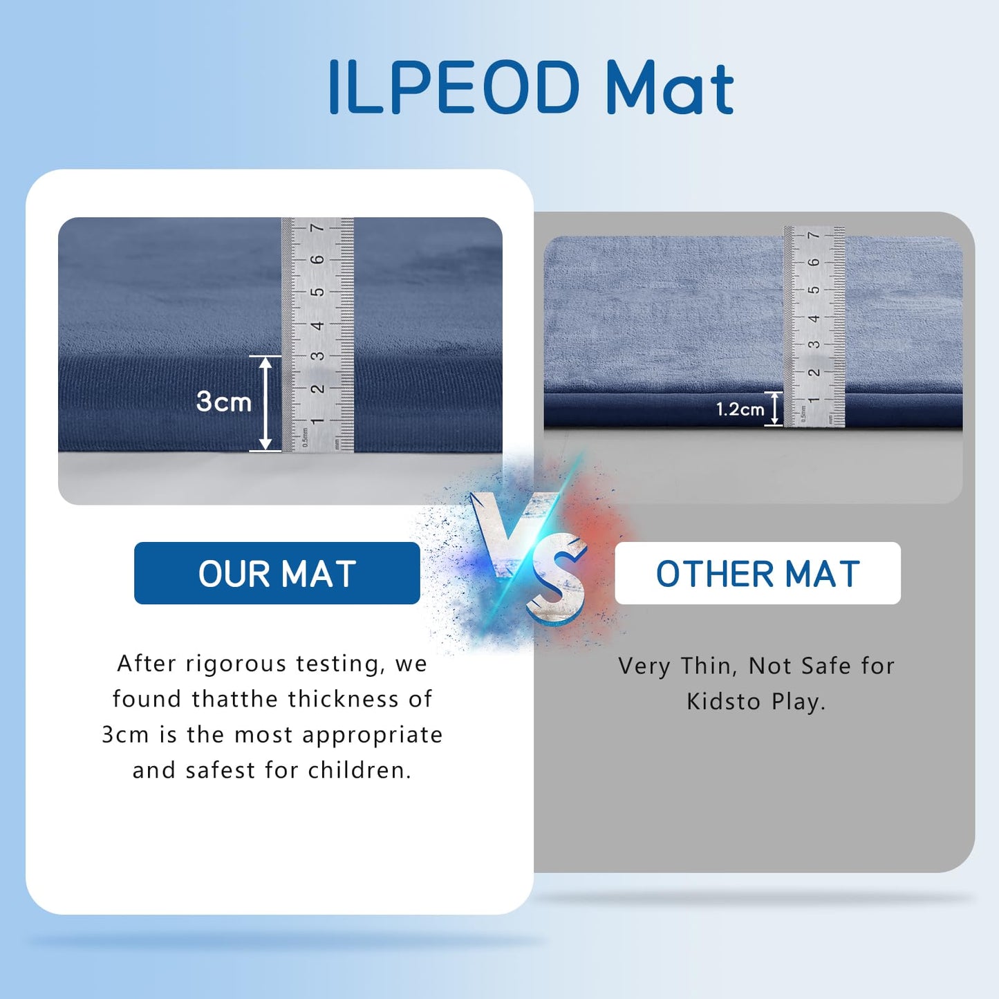 ILPEOD Baby Play Mat for Floor Nursery Rug Muscle Mat Area Rug Playroom Rug 79"x158" Playpen Mat Elastic Foam 1.3" Thick Crawling Mat for Babies,Toddlers, Infants, Kids,Sapphire Blue