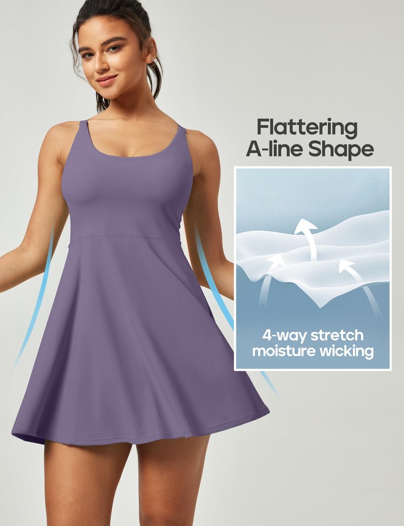 Heathyoga Tennis Dresses for Women Athletic Dress with Shorts Underneath Workout Dress with Pockets Summer Golf Outfits Mauve