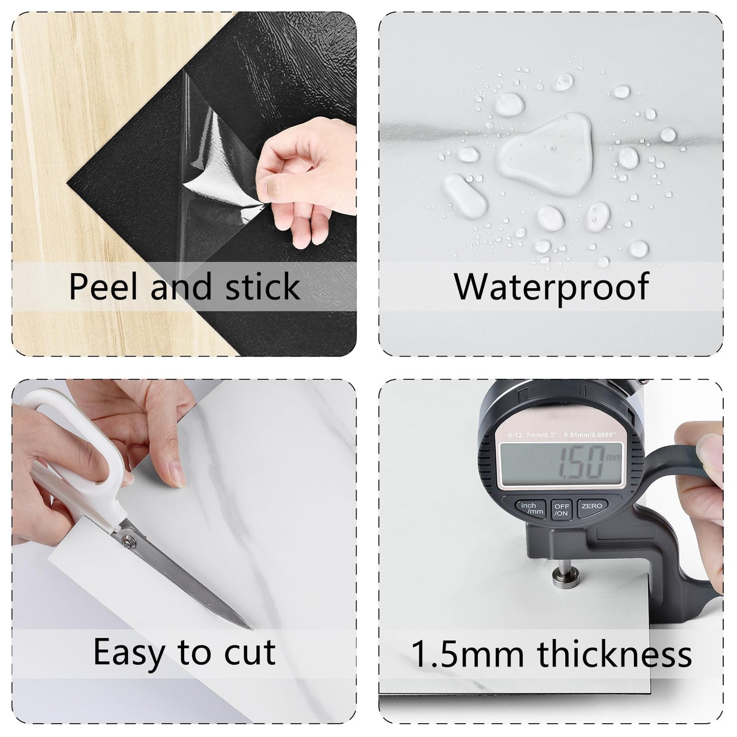 Wallercity 18PCS Glossy Marble White Peel and Stick Floor Tile Self Adhesive Bathroom Waterproof Stick on Floor Tile 12x12 Inch Sticky Tiles for Bedroom Living Room Kitchen Linoleum Flooring Sheets