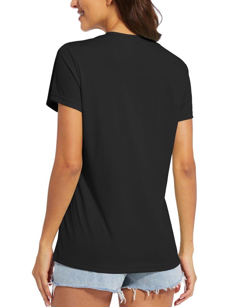 MAGCOMSEN Women's Workout Tops Short Sleeve UPF 50+ Athletic Shirts Quick Dry V-Neck T-Shirt Moisture Wicking Gym Tee