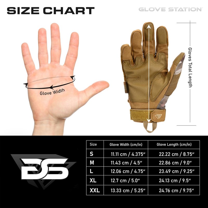 Glove Station Gloves for Men – Touchscreen Utility Gear with Hard Knuckle Protection Used in Motorcycle, Airsoft, Combat, & Outdoor Work Multicam X-Large