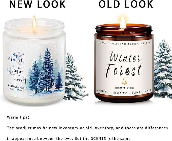 Winter Forest Candle | Pine Cedarwood Scented Soy Candles - Fresh Evergreen Aromatherapy Candles for Home, Holiday Candle Gift for Women & Men, Winter Christmas Home Décor
