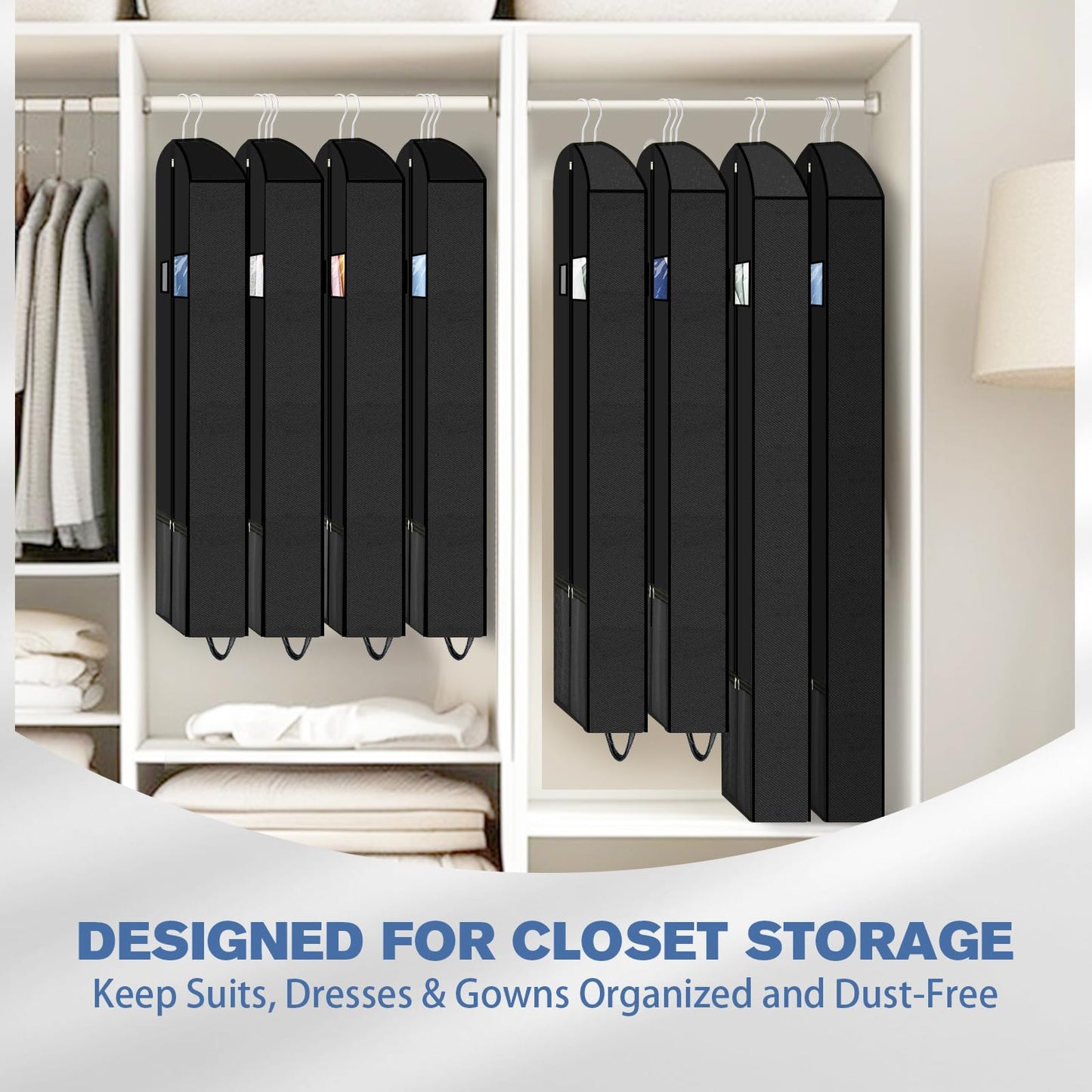 Business Travel Garment Bag, Suit Bags for Men for Sales Professional, Foldable Suit Carrier with Shoe Compartment, Clear Window, Handle, Zipper, Wrinkle Free Suit Bag for Flights, Office, Hotels
