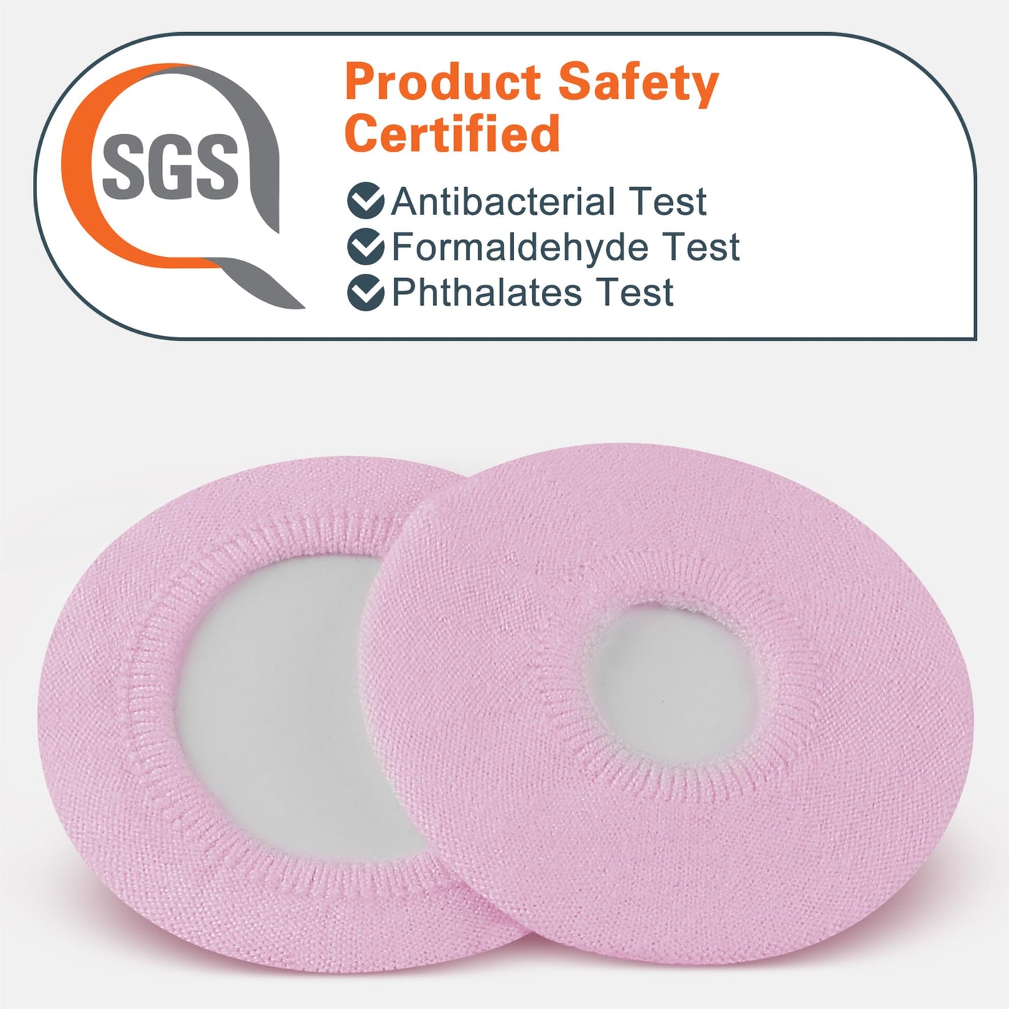 Geekria 2 Pairs Knit Headphones Ear Covers - Product Safety Certified - Washable & Stretchable Sanitary Earcup Protectors for On-Ear Headsets, Sweat Pads for Gym, Meeting (Size S/Pink)