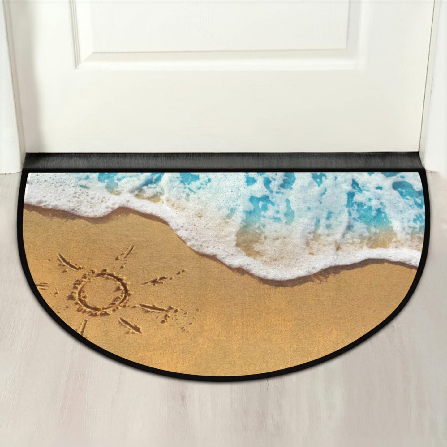 Ocean Beach Half Round Door Mat Welcome Entrance Mat Bath Bathroom Rug