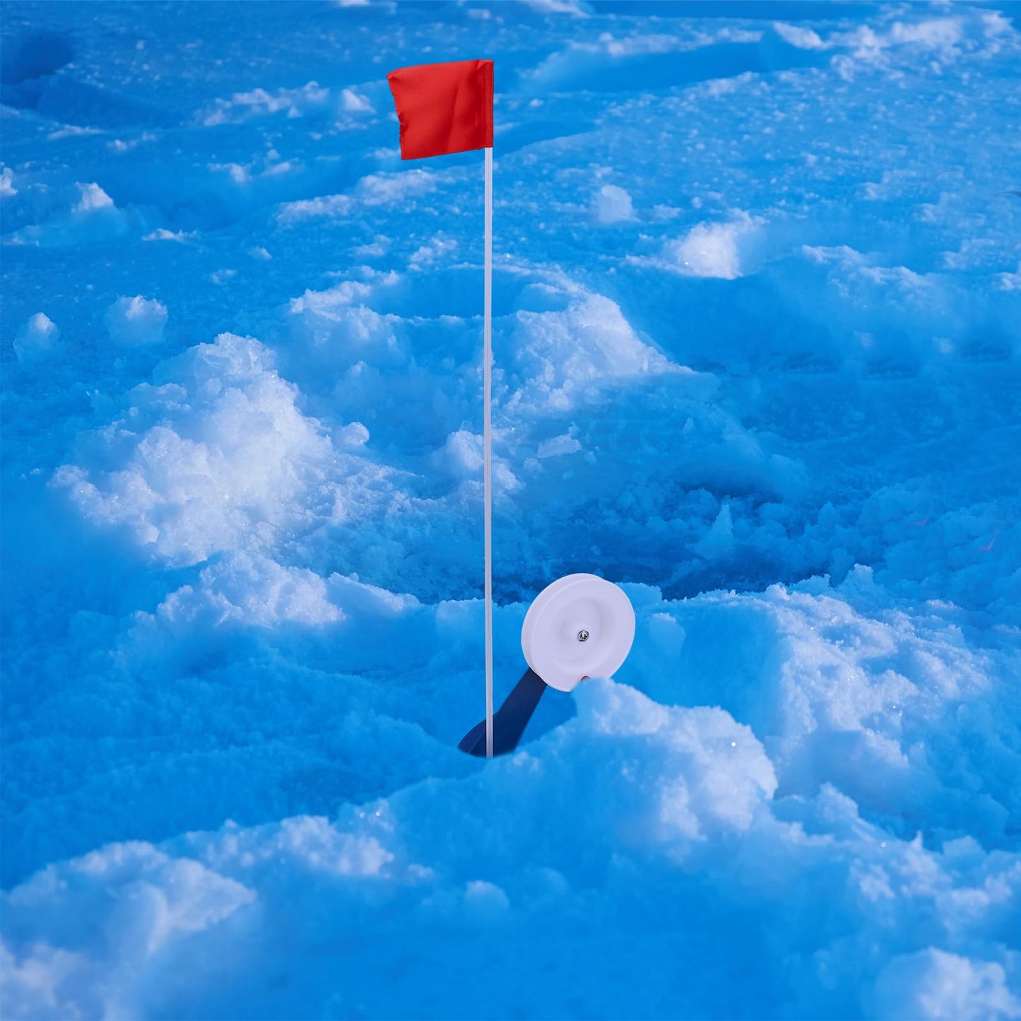Soulchen 2 Packs Ice Fishing Tip-ups Flag Marker Rod with Portable Pole Flags for Tip-up Anglers Accessory Ice Fishing Equipment Gear, 19.7 Inches