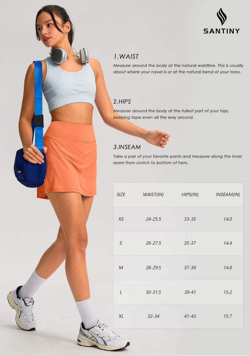 SANTINY 14" Tennis Skirt Skorts for Woman Pleated High Waited Skirts with Built-in Shorts Athletic Golf Skort (Lavander_M)