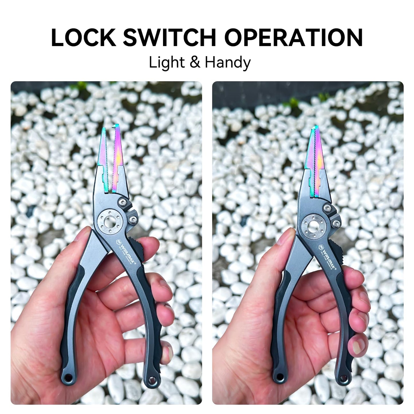 Fishing Pliers for Saltwater & Freshwater, with line Cutter, 6 or 7.5 inch, Hook Remover Pliers, SUS420 Jaws with Titanium Coating, Tungsten Carbide Cutter (Black, 7.5 inch)