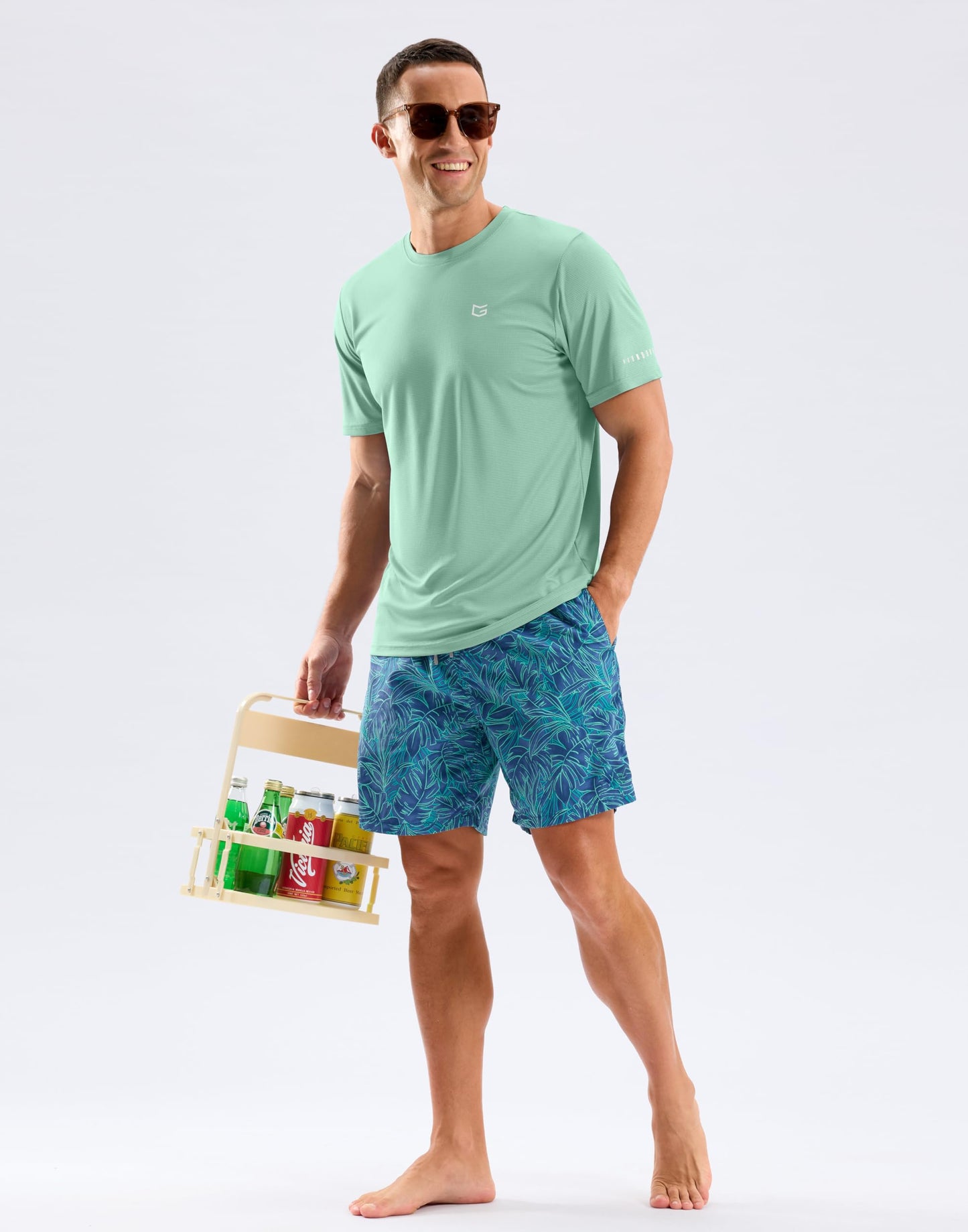 Men's Workout Breathable T-Shirts Dry Fit UPF 50+ Sun Shirts Quick Dry Cooling Tee for Athletic, Running, Hiking (Light Pea Green, M)