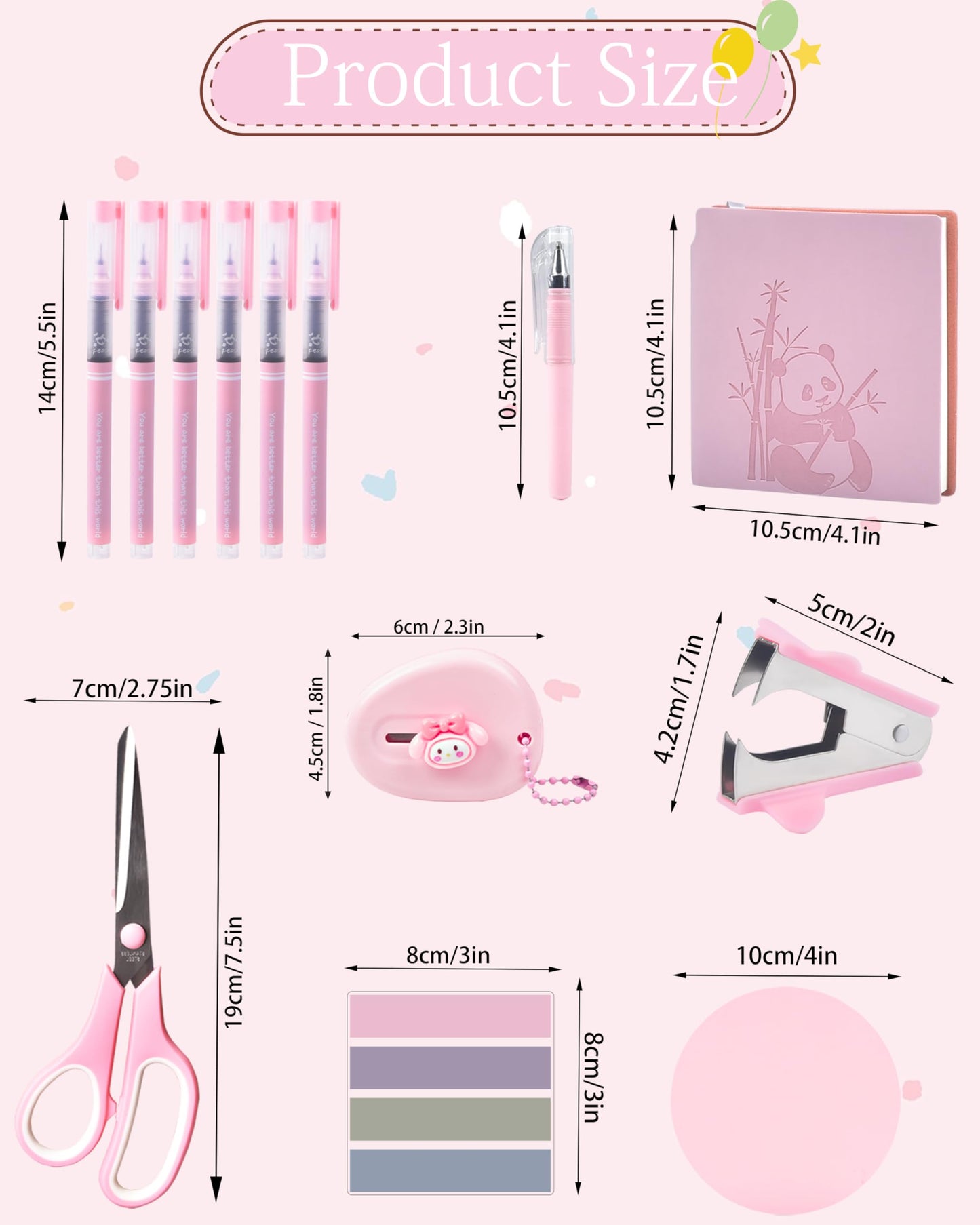 Pink Desk Accessories, Pencil case, Stapler, Pen and a Lot of Office Pink Office Supplies Beautifully Presented in a Gift Box