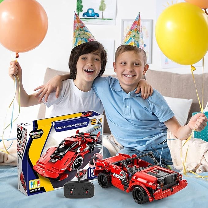 SpringFlower STEM Building Blocks Toys Gifts for Age 6 7 8 9 10 11 12 Boys and Girls DIY Building Bricks STEM Engineering Construction RC ToyRacing Car with Remote Control