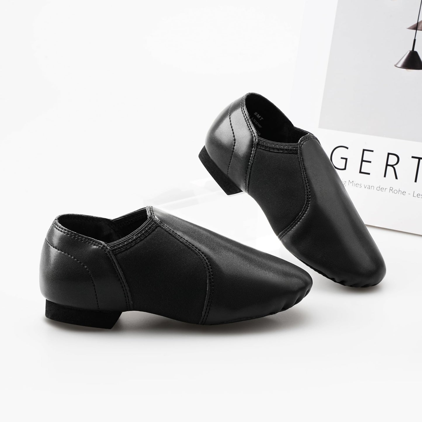 Stelle Jazz Shoes for Girls and Boys PU Leather Slip-On Jazz Dance Shoes (Toddler/Little Kid/Big Kid)(SJ06-Black,12ML
