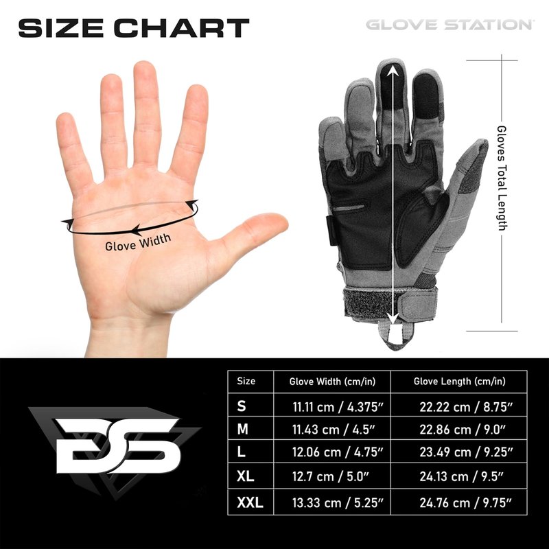 Glove Station Gloves for Men – Touchscreen Utility Gear with Hard Knuckle Protection Used in Motorcycle, Airsoft, & Outdoor Work Gray - Hard Knuckle Large