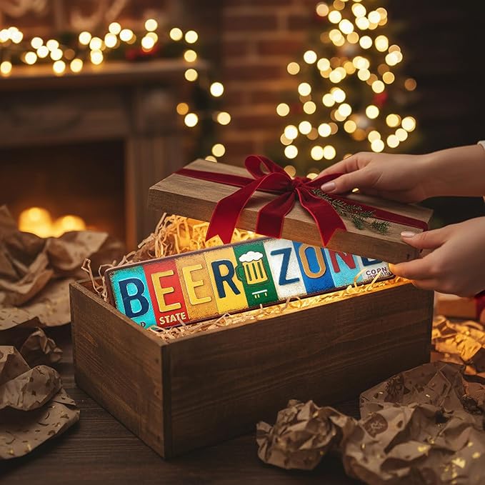 Beer Zone All-Aluminum Metal Sign – Vintage Wall Decor for Home Bar, Man Cave, Patio, Pub, Basement, Game Room Decorations – 16 x 4 Inch