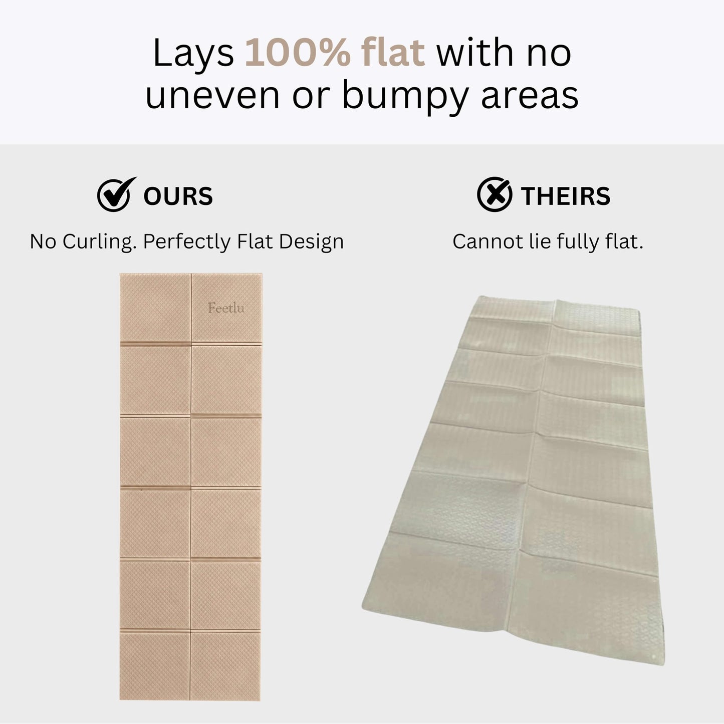 Feetlu Foldable Yoga Mat, 6mm Thick, 72L x 24W Inch, Lightweight, Anti-Slip, and Easy to Store – Perfect for Travel, Yoga, Pilates, Home Workouts, and Floor Exercises (Khaki)