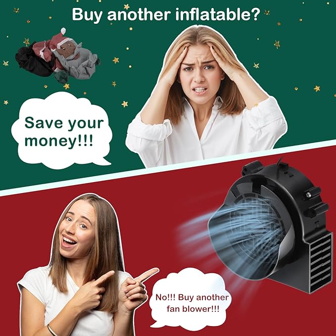 2-Pack Inflatable Fan Replacement, 1.5A Air Fan Blower with 2.0A Adapter and 5 LEDs Bulbs Light Strings for Halloween, Thanksgiving and Christmas Inflatables (IP68 Waterproof, 5.0 * 5.0'')