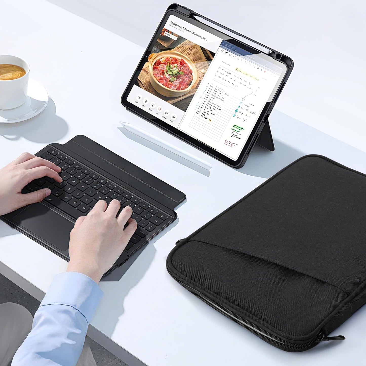 TiMOVO 9-11" Tablet Sleeve Bag for iPad 11-inch A16 2025, iPad 10.9"/10.2"| Air 11 Inch/5th/4th Gen. 10.9", Galaxy Tab A9+/A11Plus 11", Protective Bag with Pockets, Black