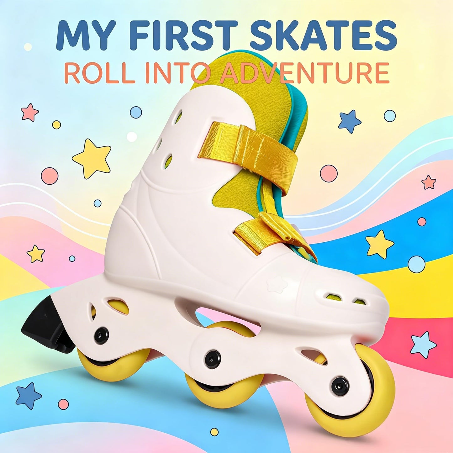 SKT HP Beginner Inline Skates for Kids Ages 3-8, Adjustable Roller Skate for Toddlers Boys Girls, Ultra Lightweight Comfortable Kids Inline Skates, DIY Paintable Design for Outdoor Indoor Sports