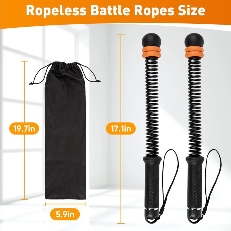 Adjustable counter weight Cordless Battle Ropes,Heavy Duty Portable Ropeless Battle Ropes for Home Gym,Workout Exercise Rope for Strength Building, HIIT and Low-Impact Aerobic Training for Men & Women